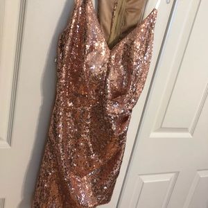 Rose gold sequin strappy mini dress never worn